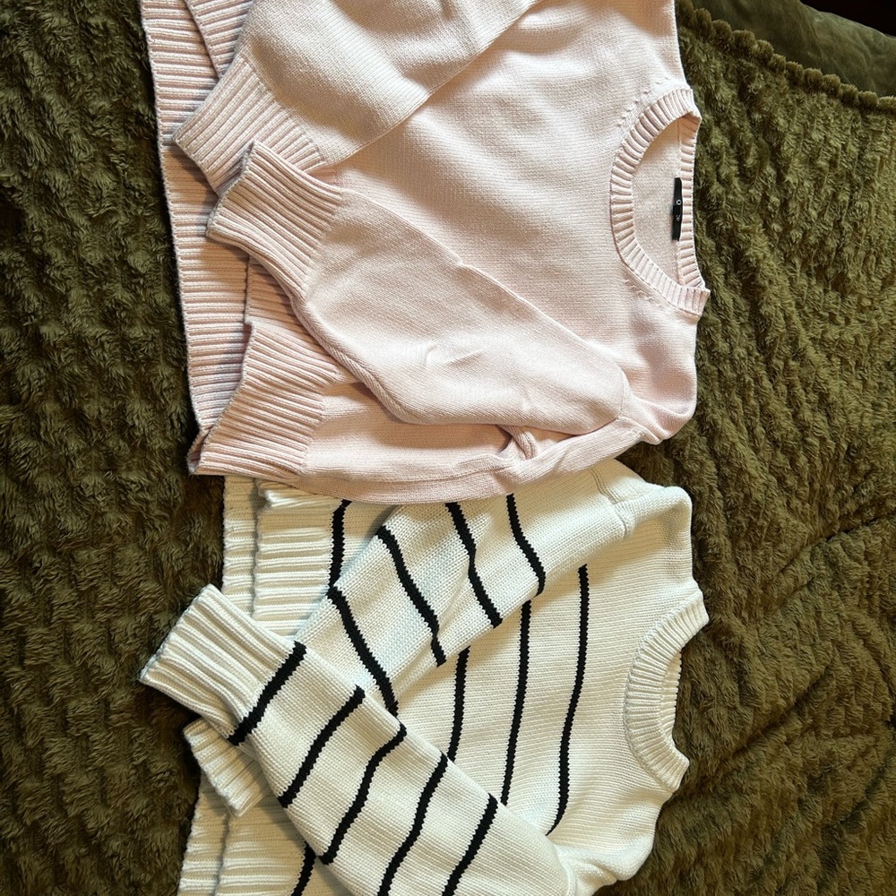 Quince Pink and Striped Sweater Set